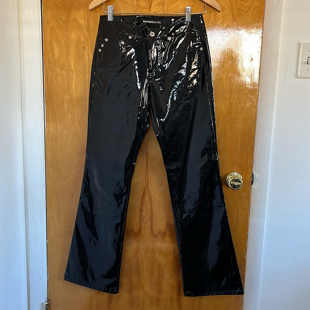 Vintage Glossy Black Polyurethane Express Jeans